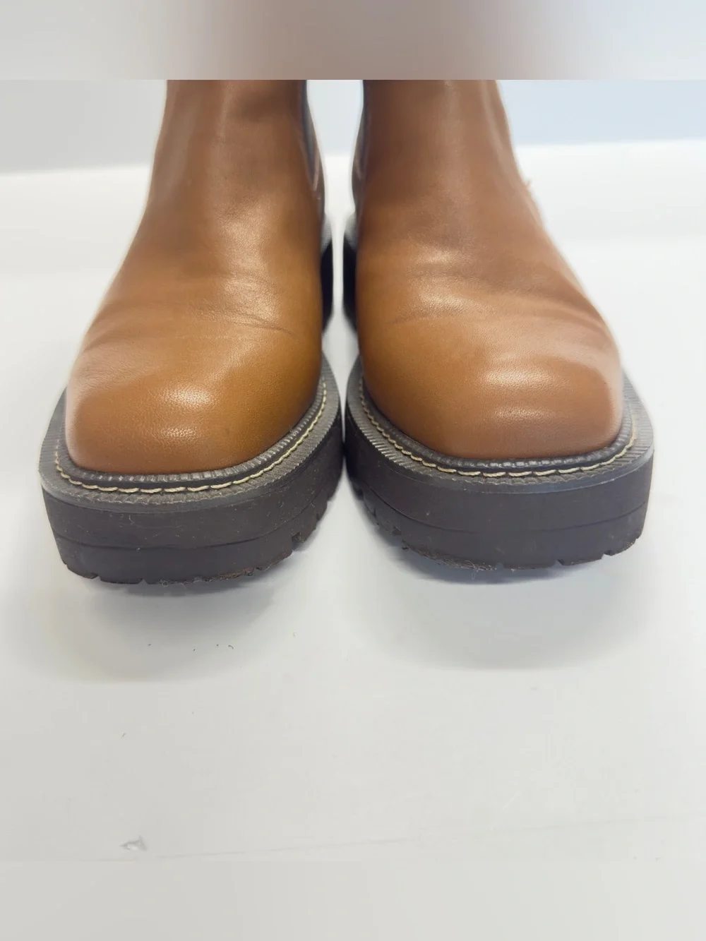Sam Edelman Laguna Waterproof Chelsea Boot Tawny Brown Leather Lug Sole Size 7